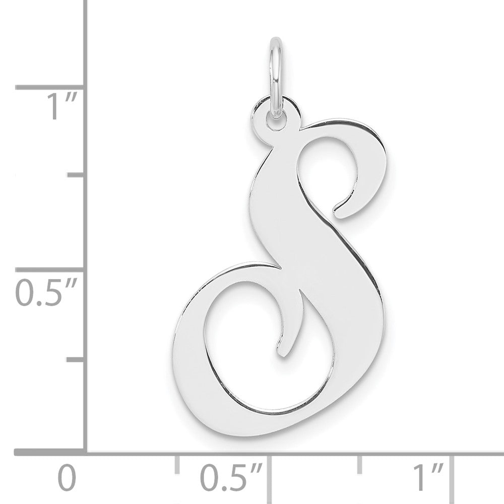 Groß Sterlingsilber Rhodiniert Fantasie Schreibschrift Buchstabe S Initiale Charm