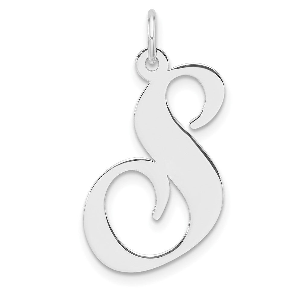 Groß Sterlingsilber Rhodiniert Fantasie Schreibschrift Buchstabe S Initiale Charm