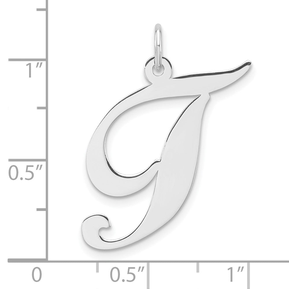 Groß Sterlingsilber Rhodiniert Fantasie Schreibschrift Buchstabe T Initiale Charm