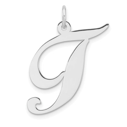 Groß Sterlingsilber Rhodiniert Fantasie Schreibschrift Buchstabe T Initiale Charm