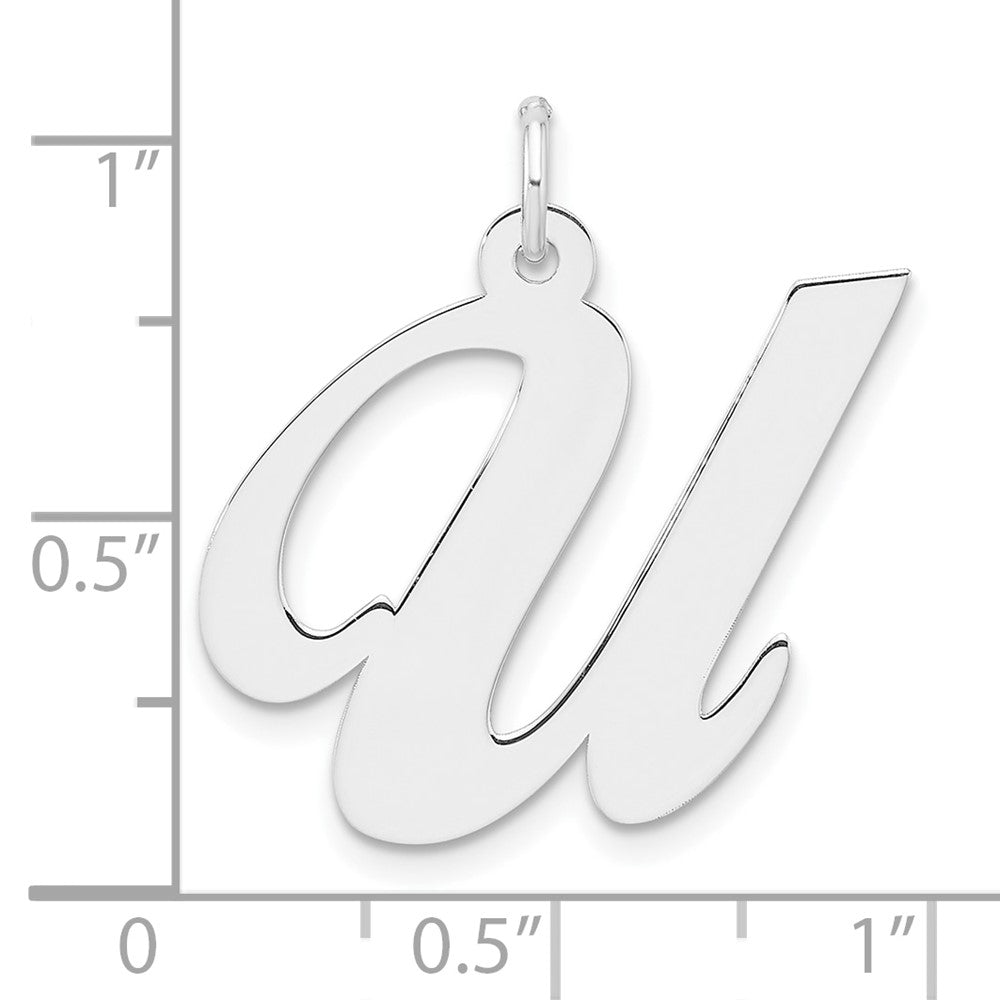 Groß Sterlingsilber Rhodiniert Fantasie Schreibschrift Buchstabe U Initiale Charm