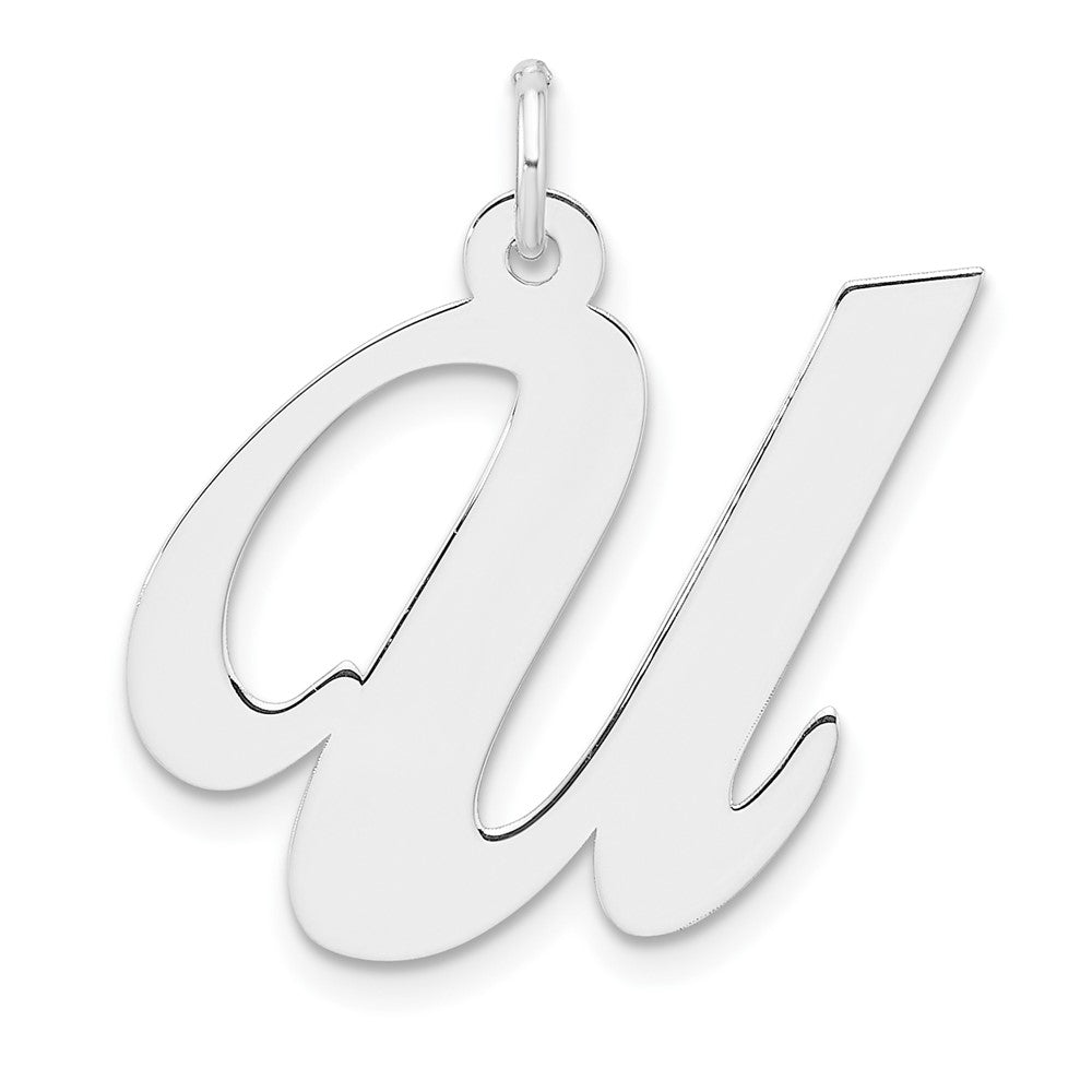 Groß Sterlingsilber Rhodiniert Fantasie Schreibschrift Buchstabe U Initiale Charm