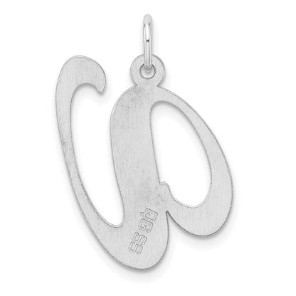 Groß Sterlingsilber Rhodiniert Fantasie Schreibschrift Buchstabe V Initiale Charm