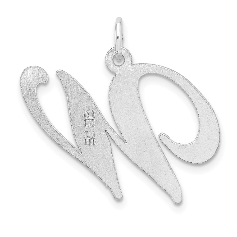 Groß Sterlingsilber Rhodiniert Fantasie Schreibschrift Buchstabe W Initiale Charm