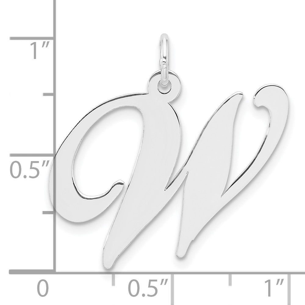 Groß Sterlingsilber Rhodiniert Fantasie Schreibschrift Buchstabe W Initiale Charm