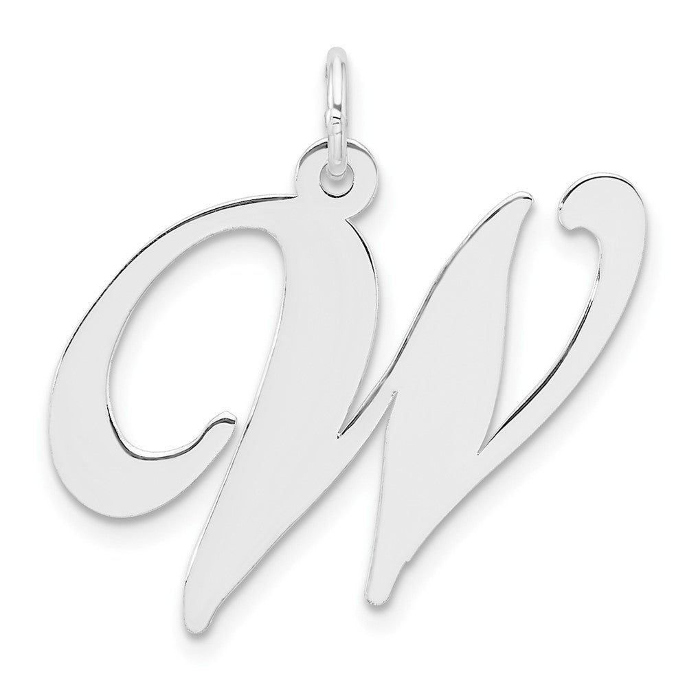 Groß Sterlingsilber Rhodiniert Fantasie Schreibschrift Buchstabe W Initiale Charm