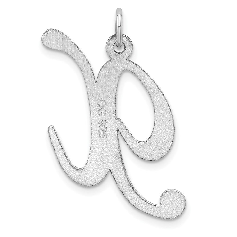 Groß Sterlingsilber Rhodiniert Fantasie Schreibschrift Buchstabe X Initiale Charm