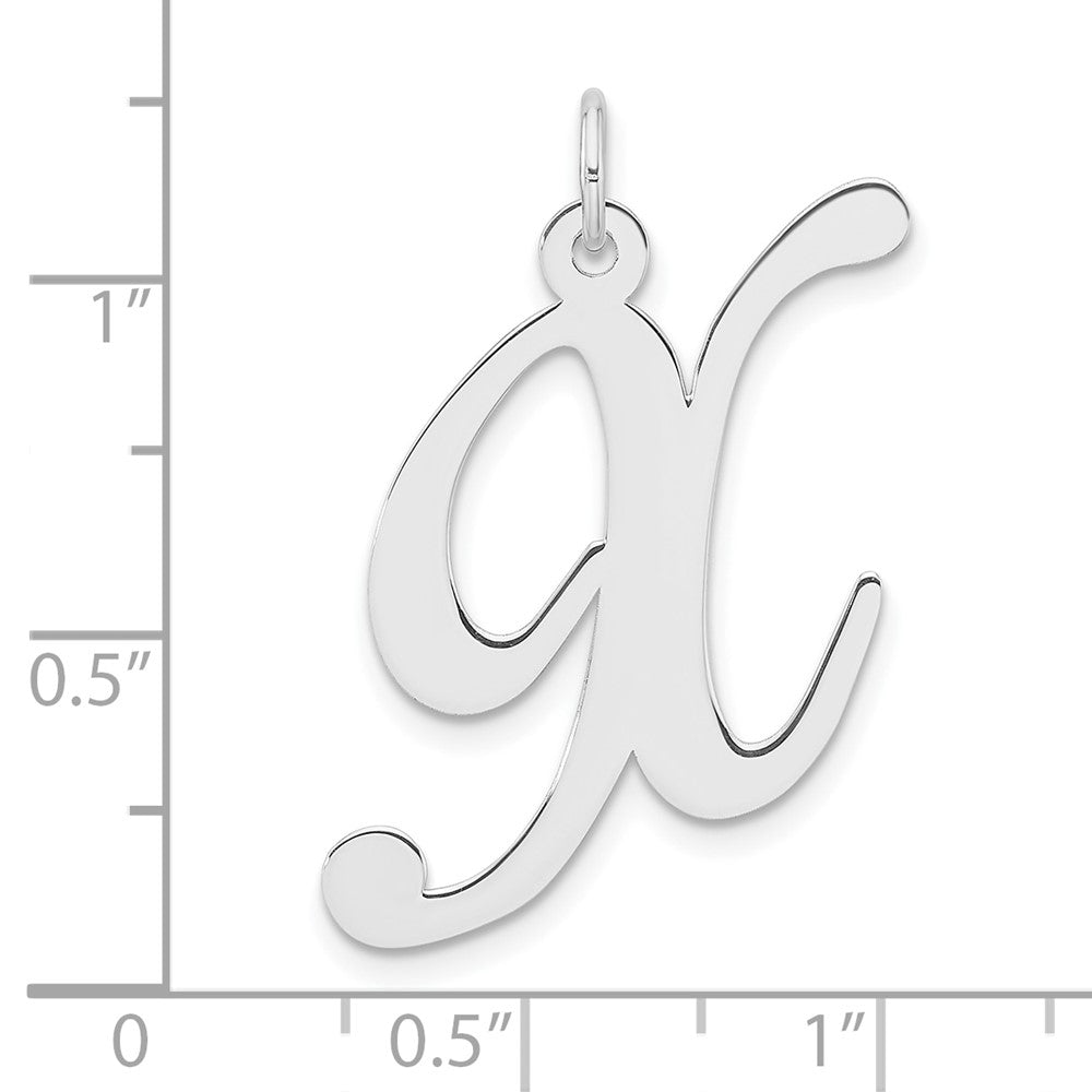 Groß Sterlingsilber Rhodiniert Fantasie Schreibschrift Buchstabe X Initiale Charm