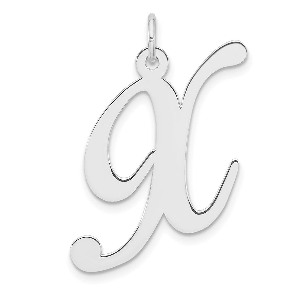 Groß Sterlingsilber Rhodiniert Fantasie Schreibschrift Buchstabe X Initiale Charm