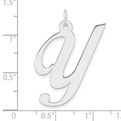 Groß Sterlingsilber Rhodiniert Fantasie Schreibschrift Buchstabe Y Initiale Charm