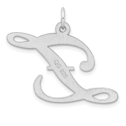 Groß Sterlingsilber Rhodiniert Fantasie Schreibschrift Buchstabe Z Initiale Charm