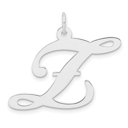 Groß Sterlingsilber Rhodiniert Fantasie Schreibschrift Buchstabe Z Initiale Charm