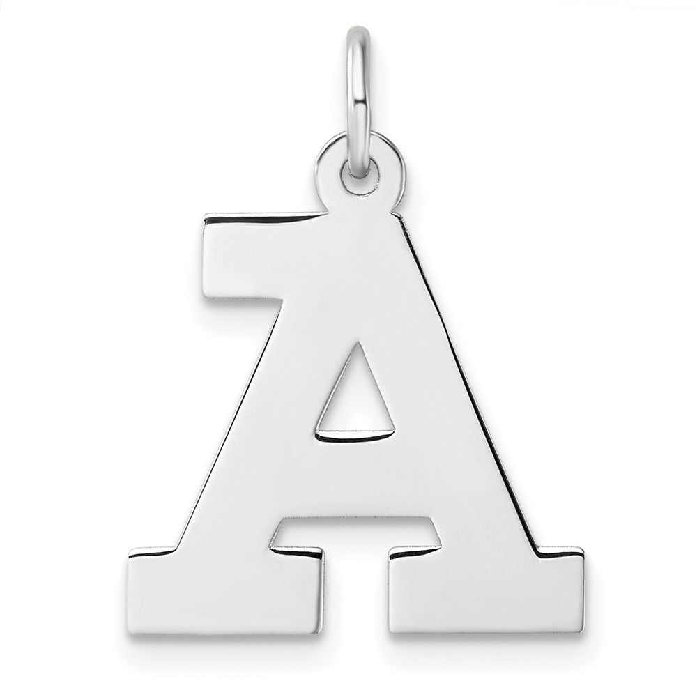 Groß Sterlingsilber Rhodiniert Block Buchstabe Initiale Charm