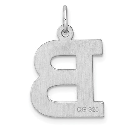 Groß Sterlingsilber Rhodiniert Block Buchstabe B Initiale Charm