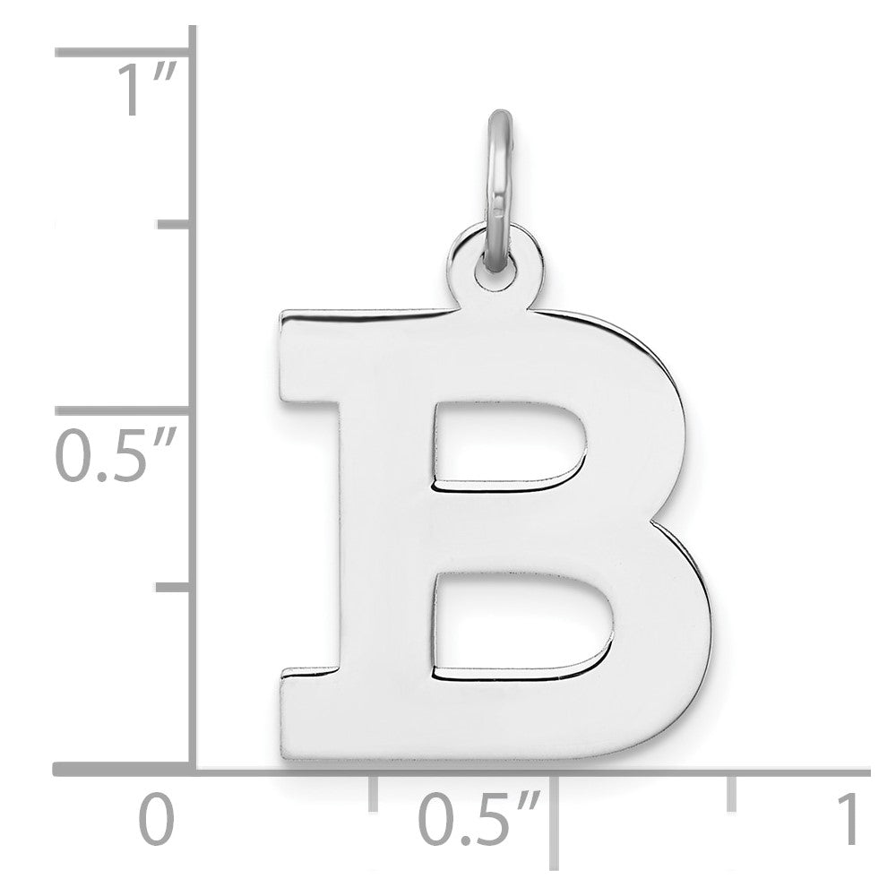 Groß Sterlingsilber Rhodiniert Block Buchstabe B Initiale Charm