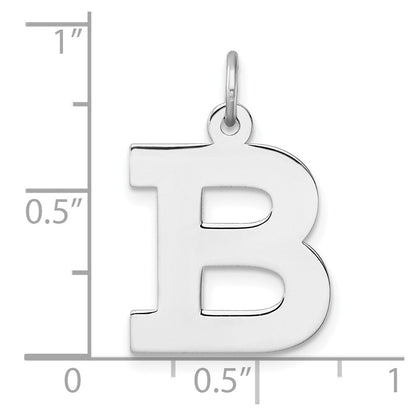 Groß Sterlingsilber Rhodiniert Block Buchstabe B Initiale Charm