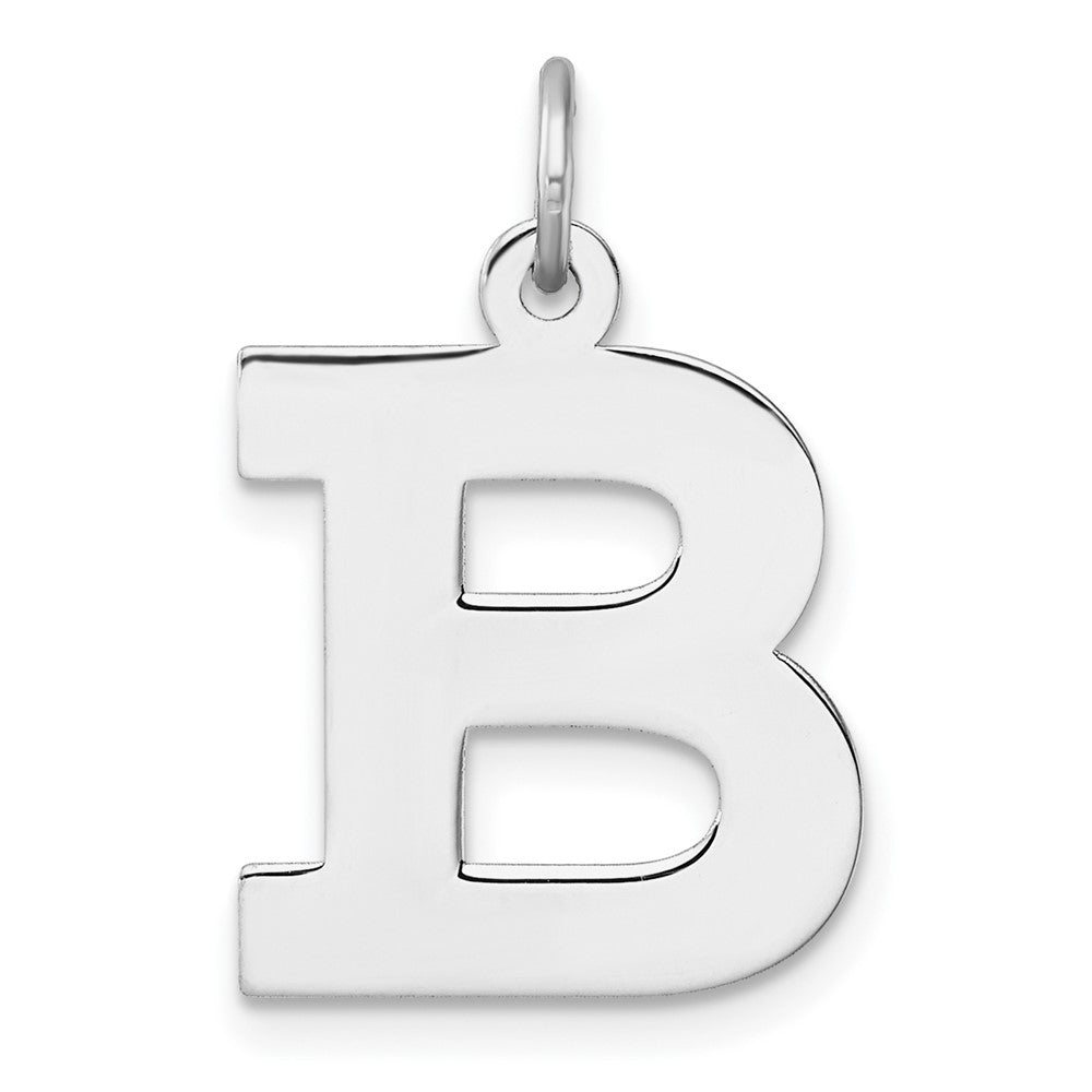 Groß Sterlingsilber Rhodiniert Block Buchstabe B Initiale Charm