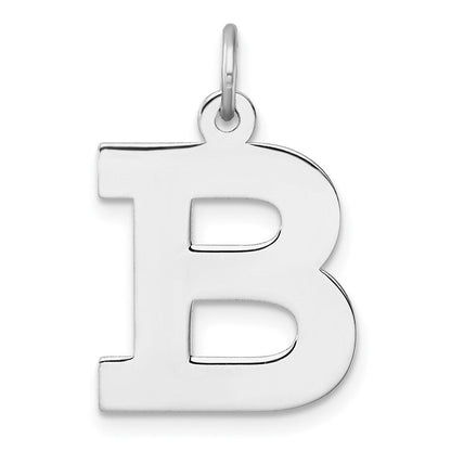 Groß Sterlingsilber Rhodiniert Block Buchstabe B Initiale Charm