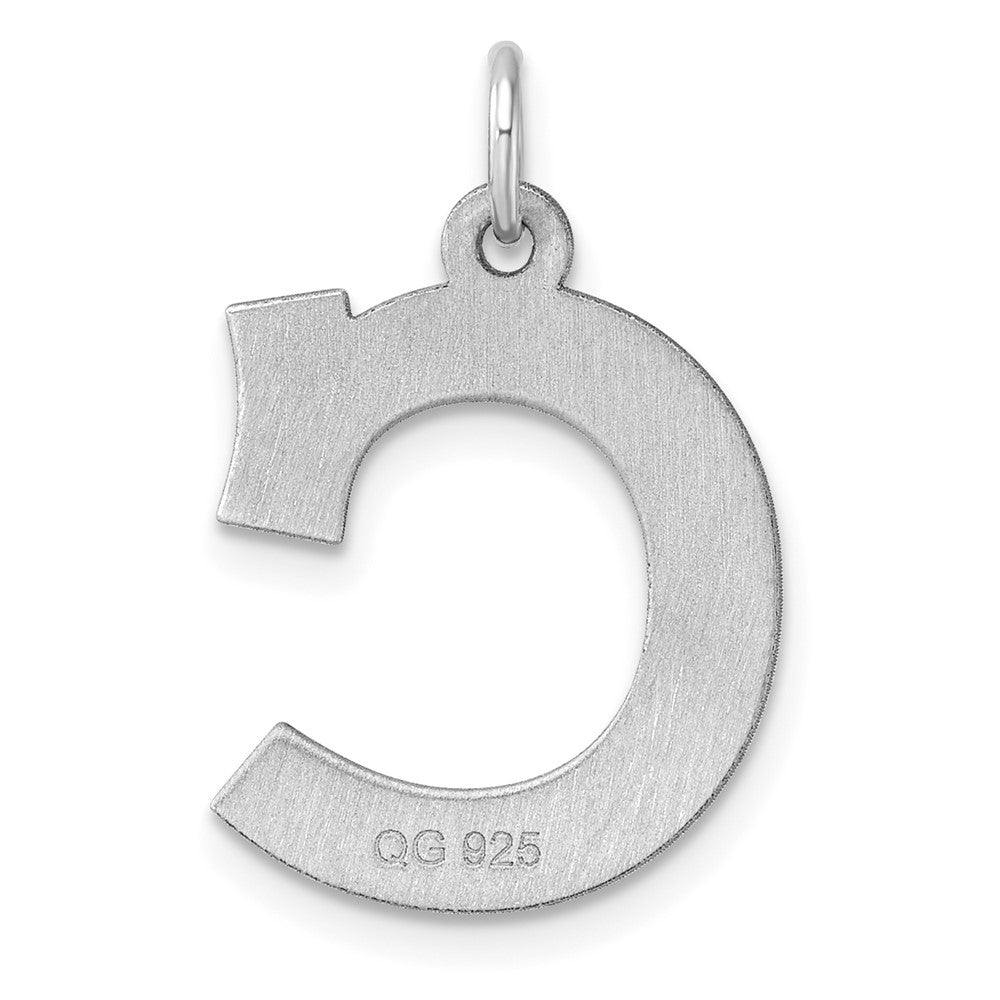 Groß Sterlingsilber Rhodiniert Block Buchstabe C Initiale Charm