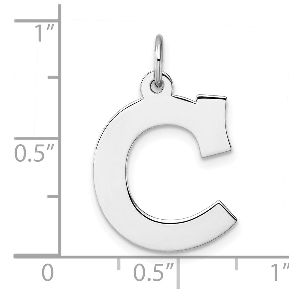 Groß Sterlingsilber Rhodiniert Block Buchstabe C Initiale Charm
