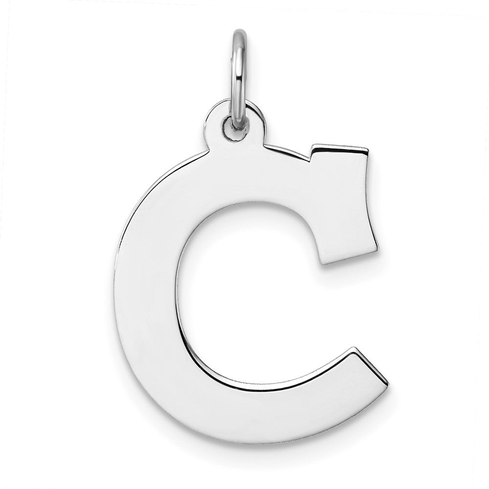 Groß Sterlingsilber Rhodiniert Block Buchstabe C Initiale Charm