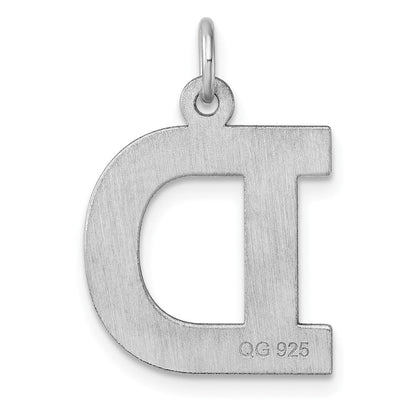 Groß Sterlingsilber Rhodiniert Block Buchstabe D Initiale Charm