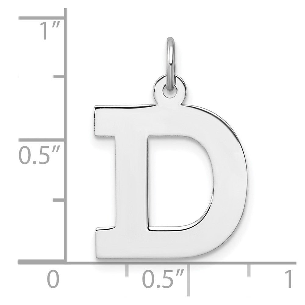 Groß Sterlingsilber Rhodiniert Block Buchstabe D Initiale Charm