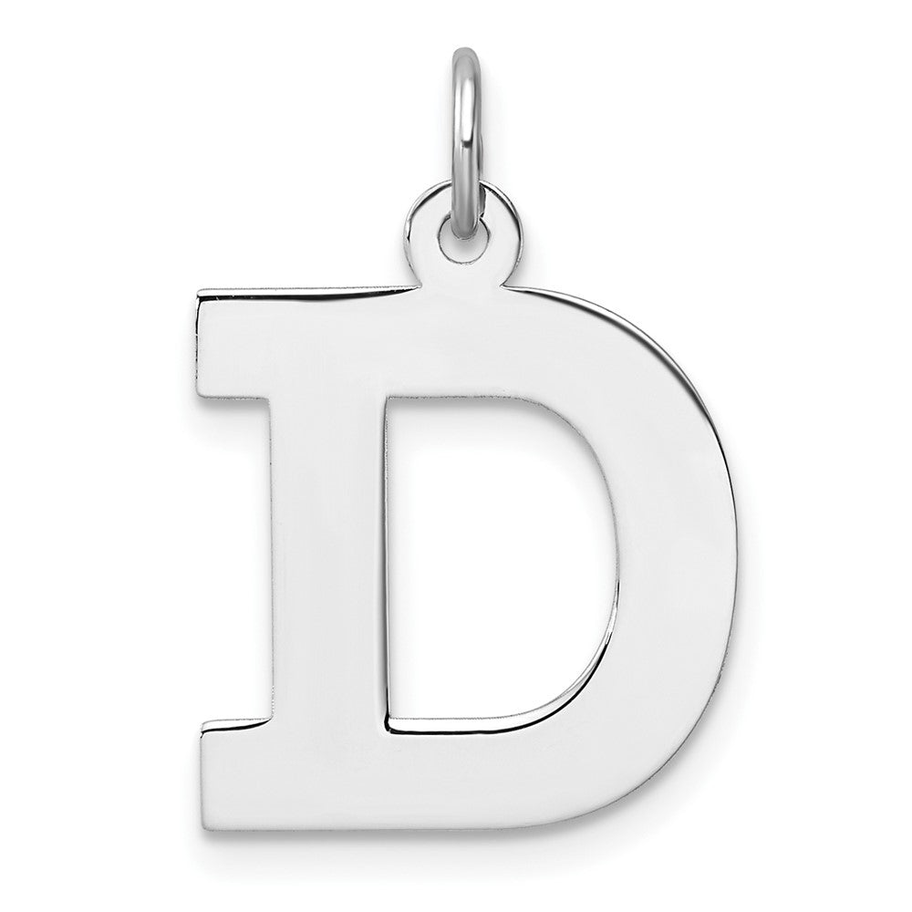 Groß Sterlingsilber Rhodiniert Block Buchstabe D Initiale Charm