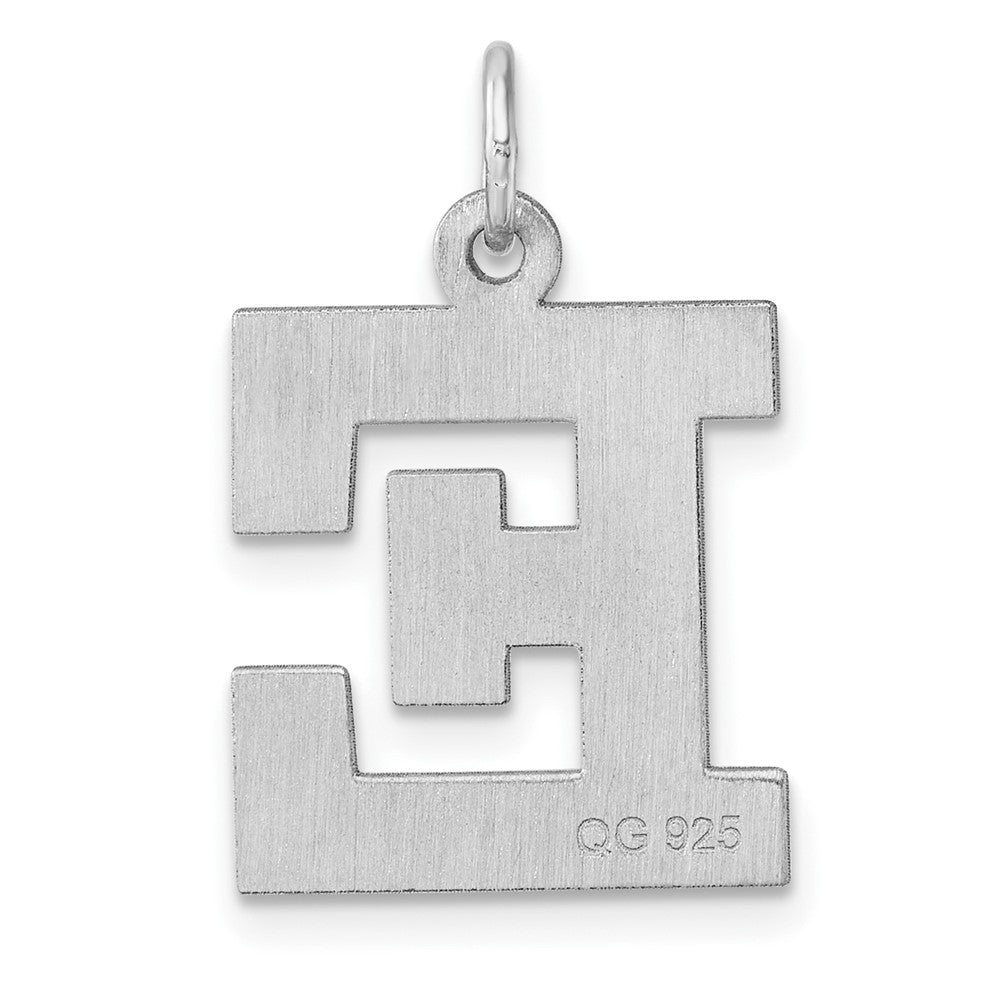 Groß Sterlingsilber Rhodiniert Block Buchstabe E Initiale Charm