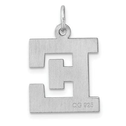 Groß Sterlingsilber Rhodiniert Block Buchstabe E Initiale Charm