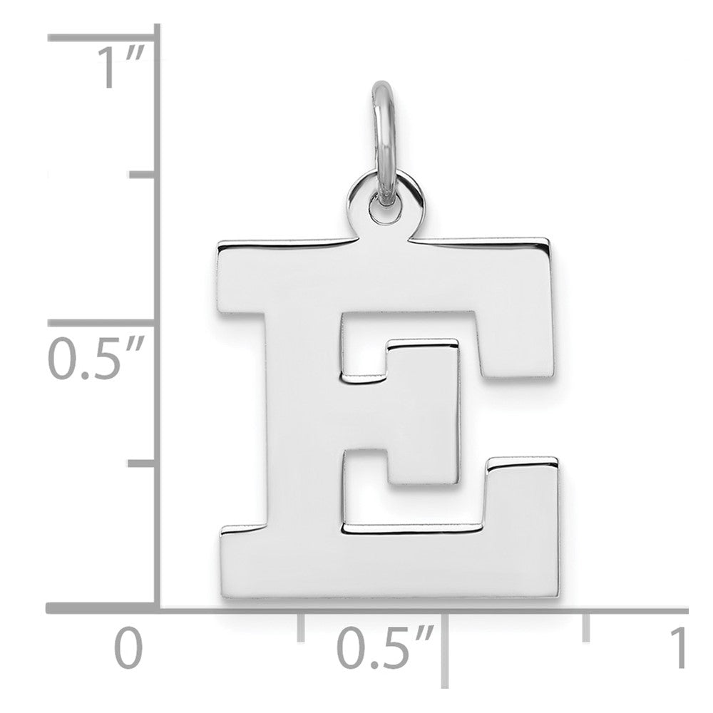 Groß Sterlingsilber Rhodiniert Block Buchstabe E Initiale Charm