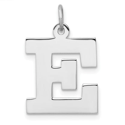 Groß Sterlingsilber Rhodiniert Block Buchstabe E Initiale Charm