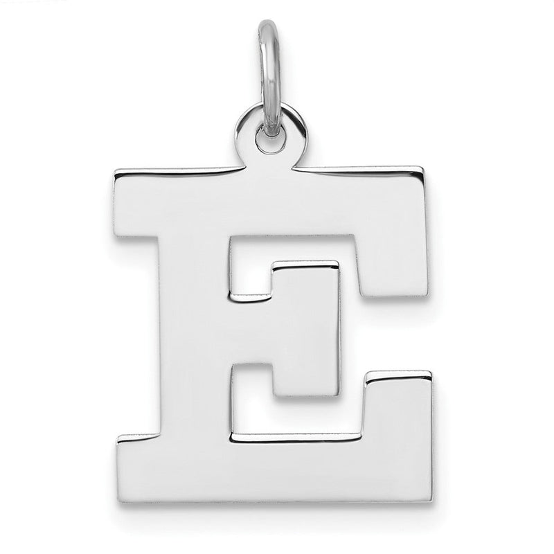 Groß Sterlingsilber Rhodiniert Block Buchstabe E Initiale Charm