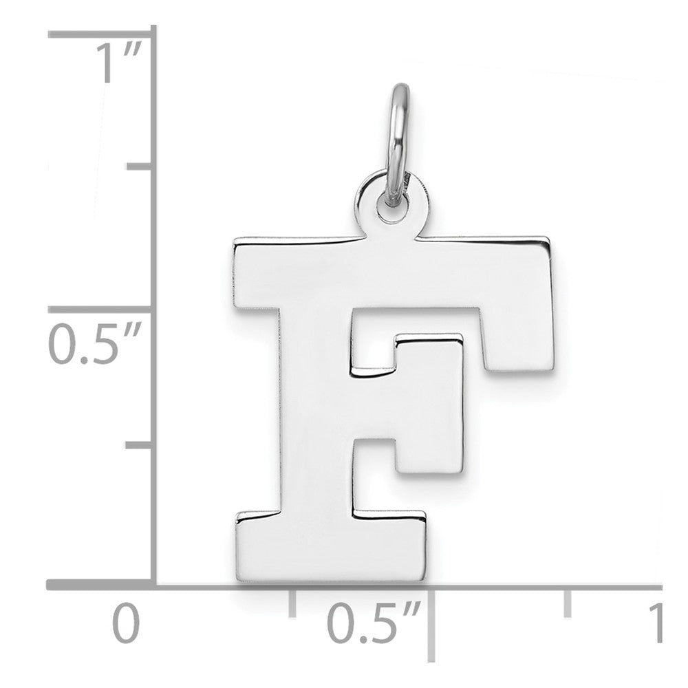 Groß Sterlingsilber Rhodiniert Block Buchstabe F Initiale Charm
