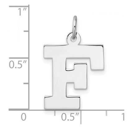Groß Sterlingsilber Rhodiniert Block Buchstabe F Initiale Charm