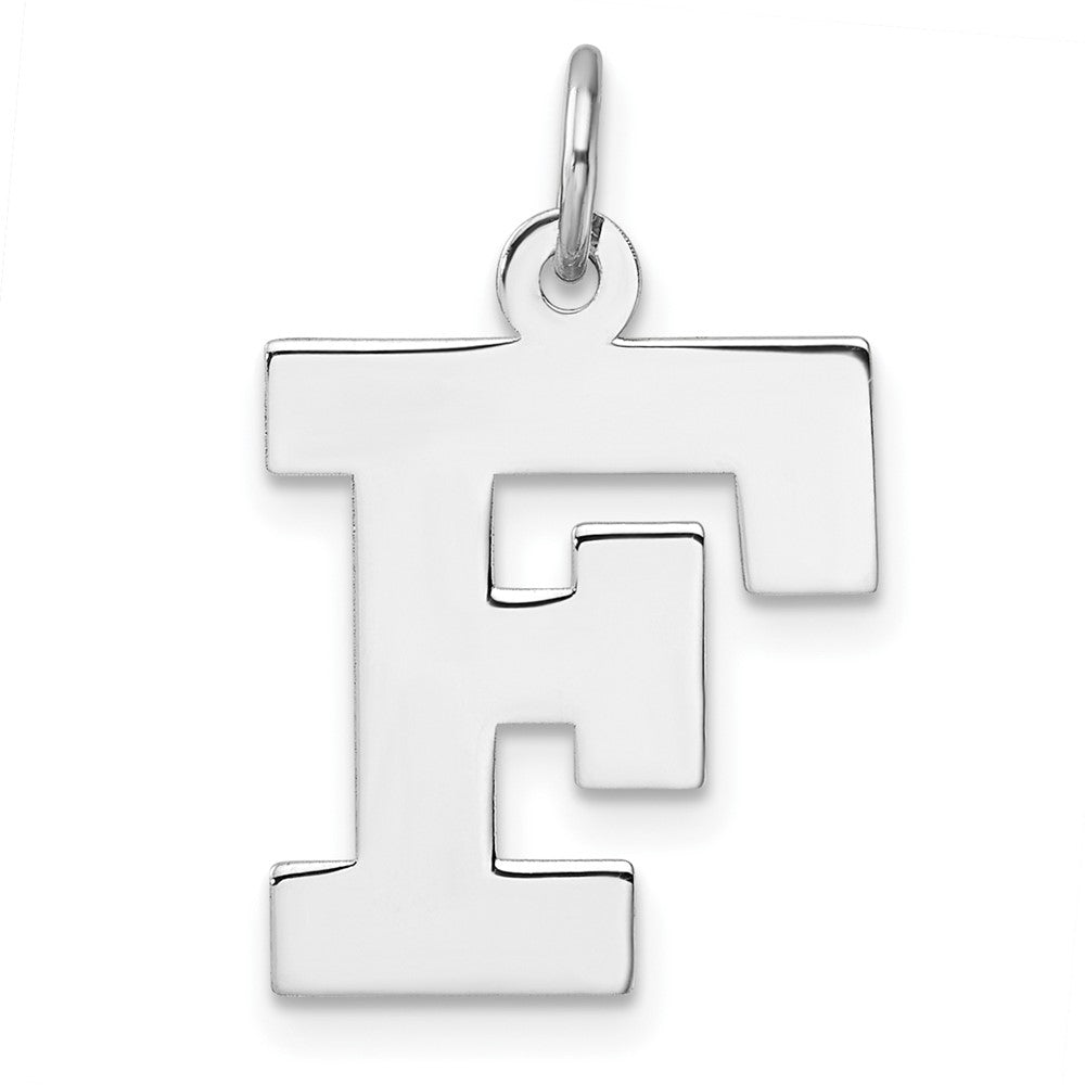 Groß Sterlingsilber Rhodiniert Block Buchstabe F Initiale Charm