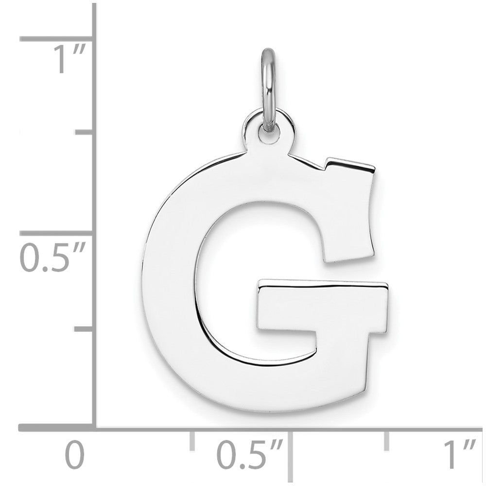 Groß Sterlingsilber Rhodiniert Block Buchstabe G Initiale Charm