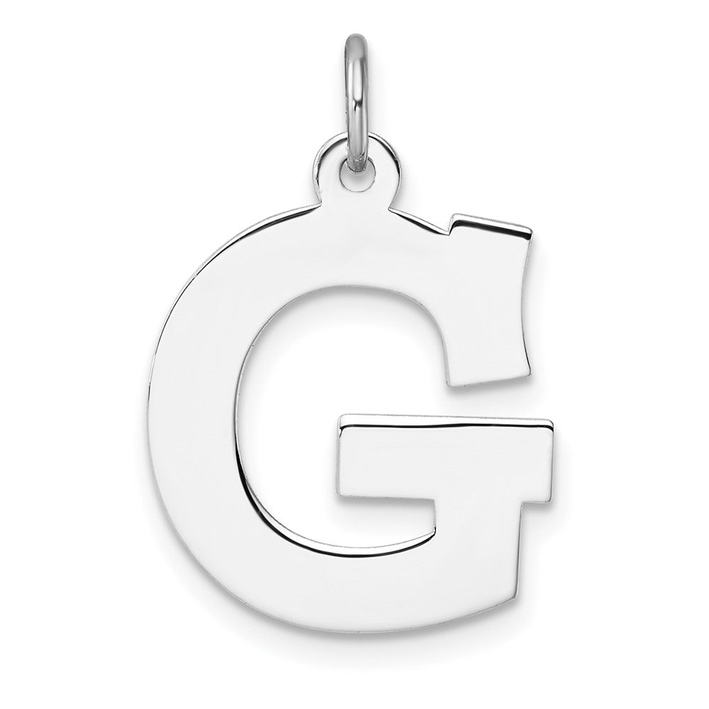 Groß Sterlingsilber Rhodiniert Block Buchstabe G Initiale Charm