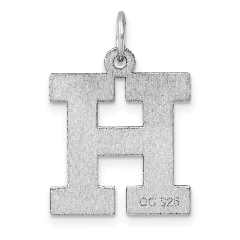Groß Sterlingsilber Rhodiniert Block Buchstabe H Initiale Charm