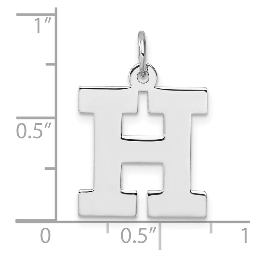 Groß Sterlingsilber Rhodiniert Block Buchstabe H Initiale Charm