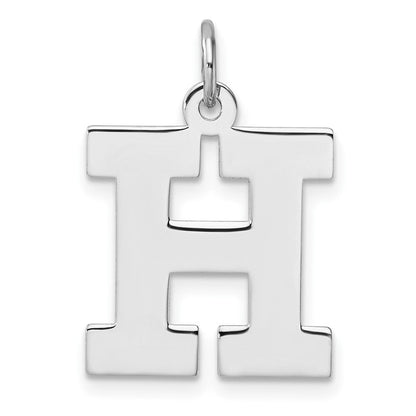Groß Sterlingsilber Rhodiniert Block Buchstabe H Initiale Charm