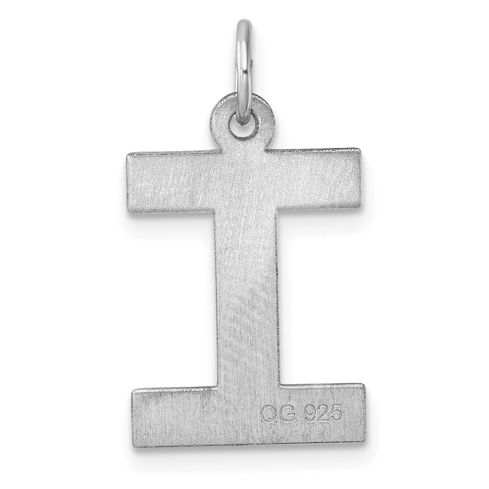 Groß Sterlingsilber Rhodiniert Block Buchstabe I Initiale Charm