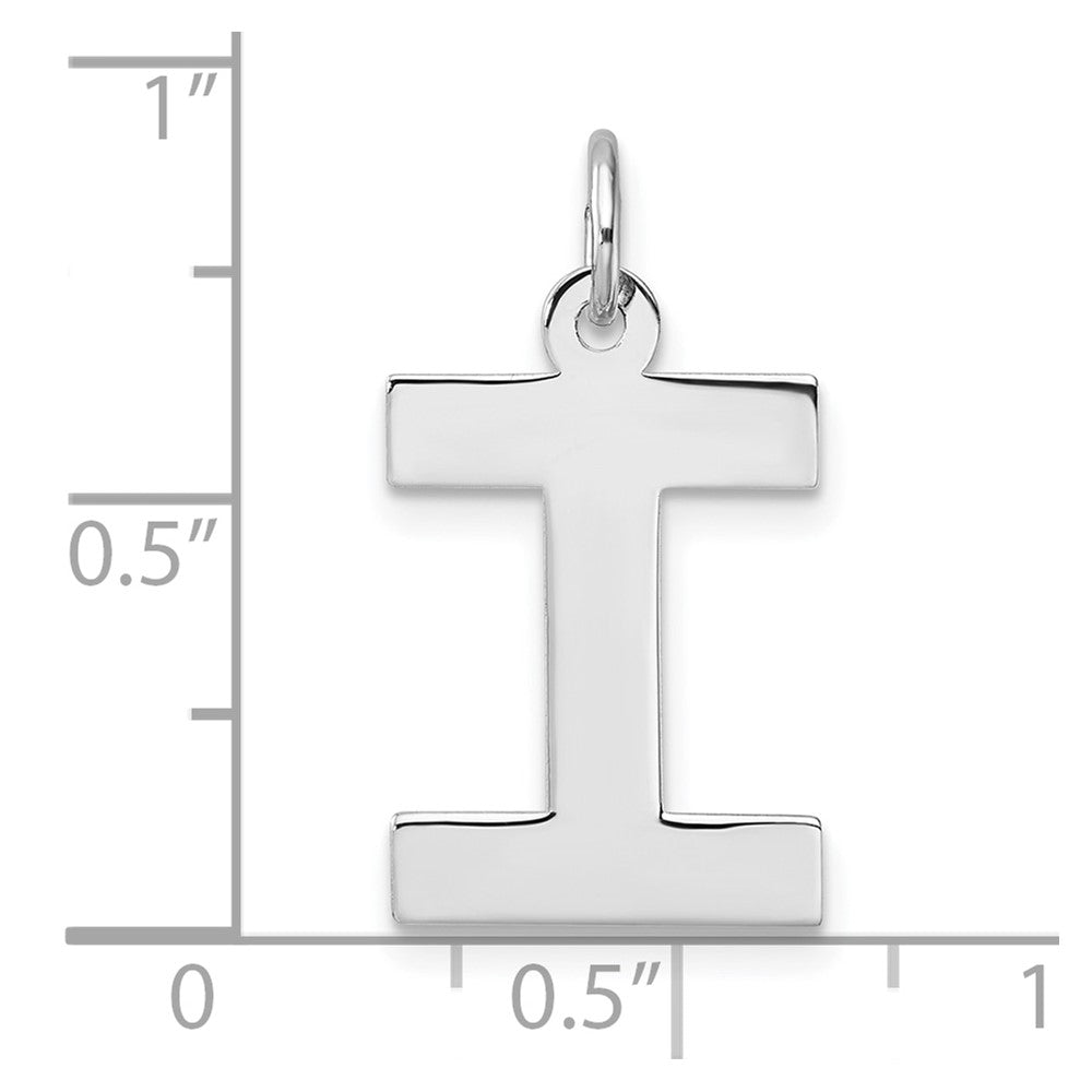 Groß Sterlingsilber Rhodiniert Block Buchstabe I Initiale Charm