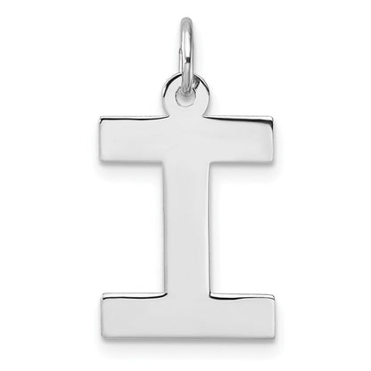 Groß Sterlingsilber Rhodiniert Block Buchstabe I Initiale Charm