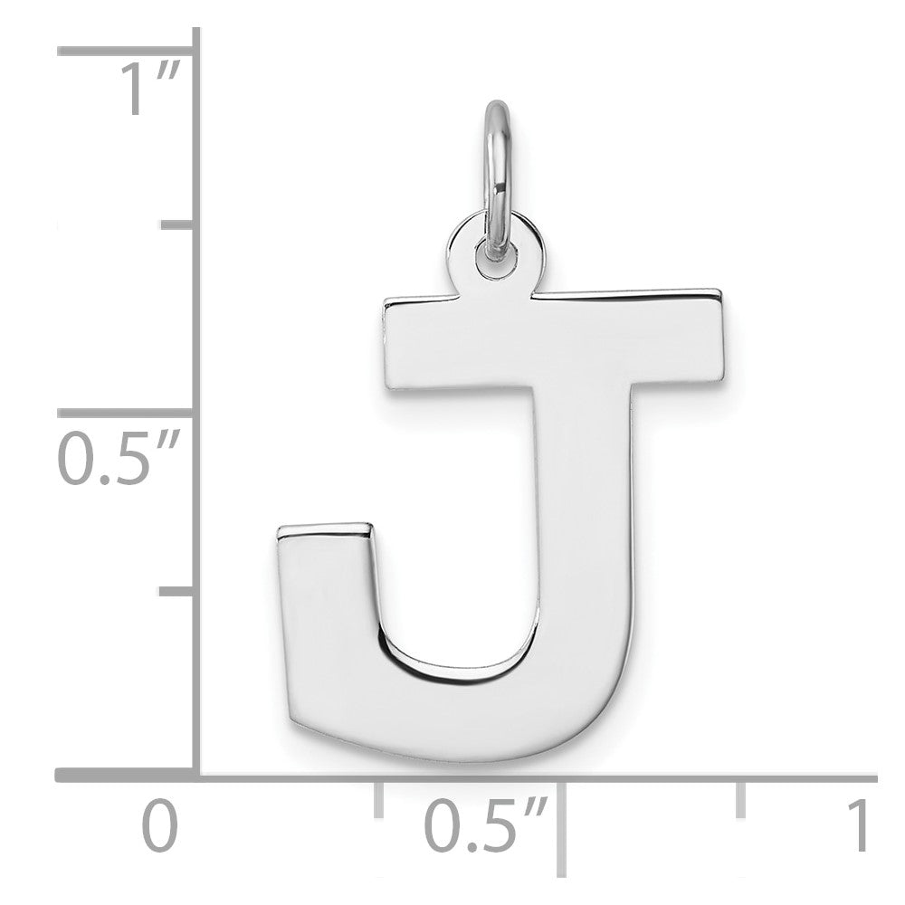 Groß Sterlingsilber Rhodiniert Block Buchstabe J Initiale Charm