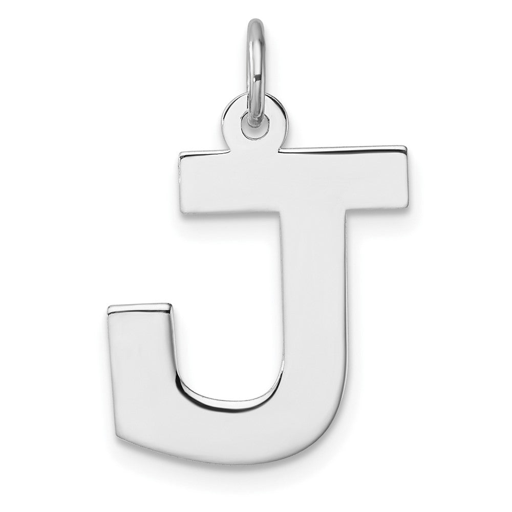 Groß Sterlingsilber Rhodiniert Block Buchstabe J Initiale Charm