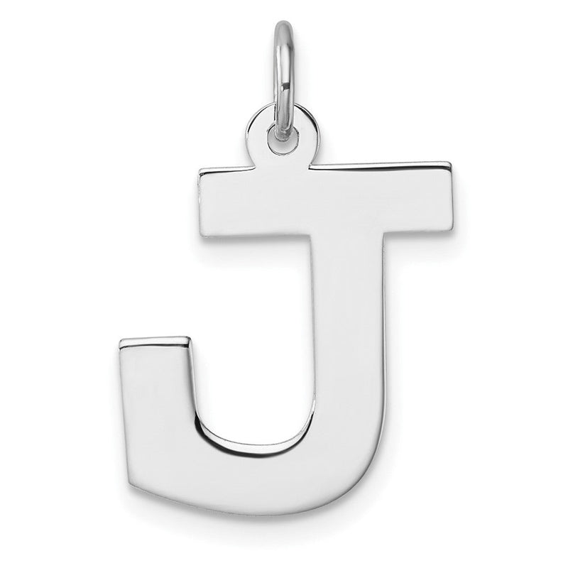 Groß Sterlingsilber Rhodiniert Block Buchstabe J Initiale Charm