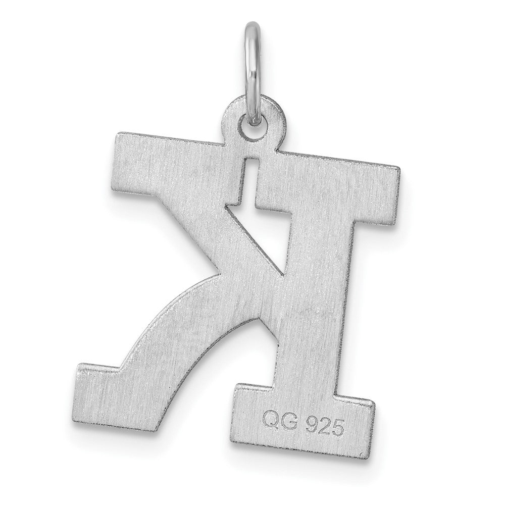 Groß Sterlingsilber Rhodiniert Block Buchstabe K Initiale Charm