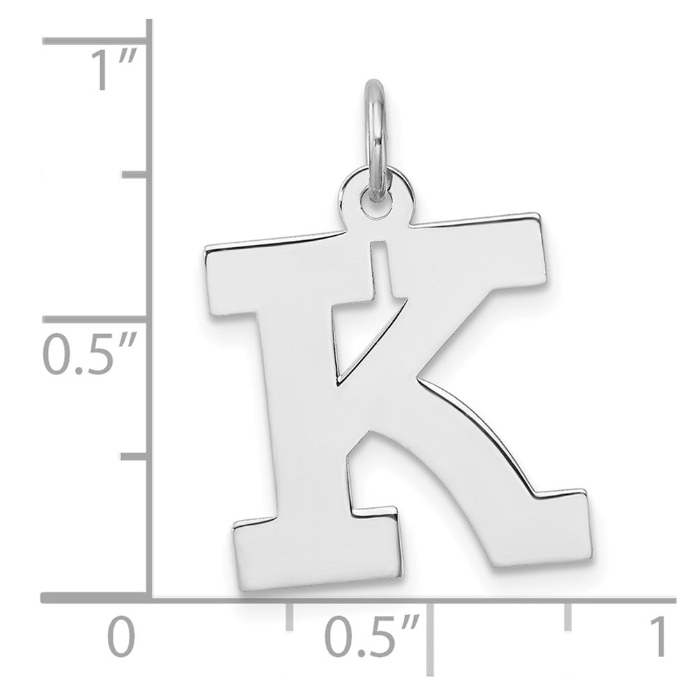 Groß Sterlingsilber Rhodiniert Block Buchstabe K Initiale Charm