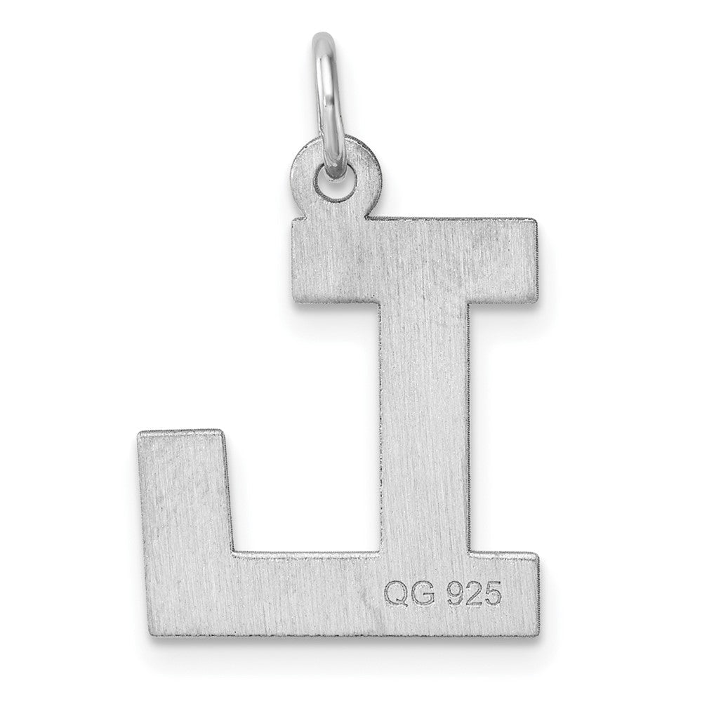 Groß Sterlingsilber Rhodiniert Block Buchstabe L Initiale Charm